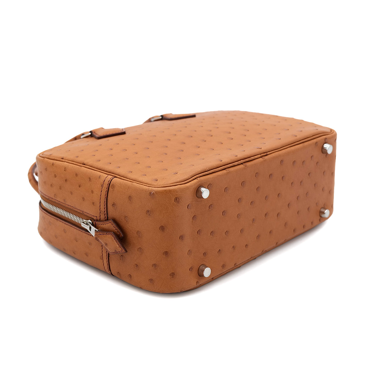 HERMES PLUME 28 CHESTNUT OSTRICH HAND BAG □L SHW 90300864