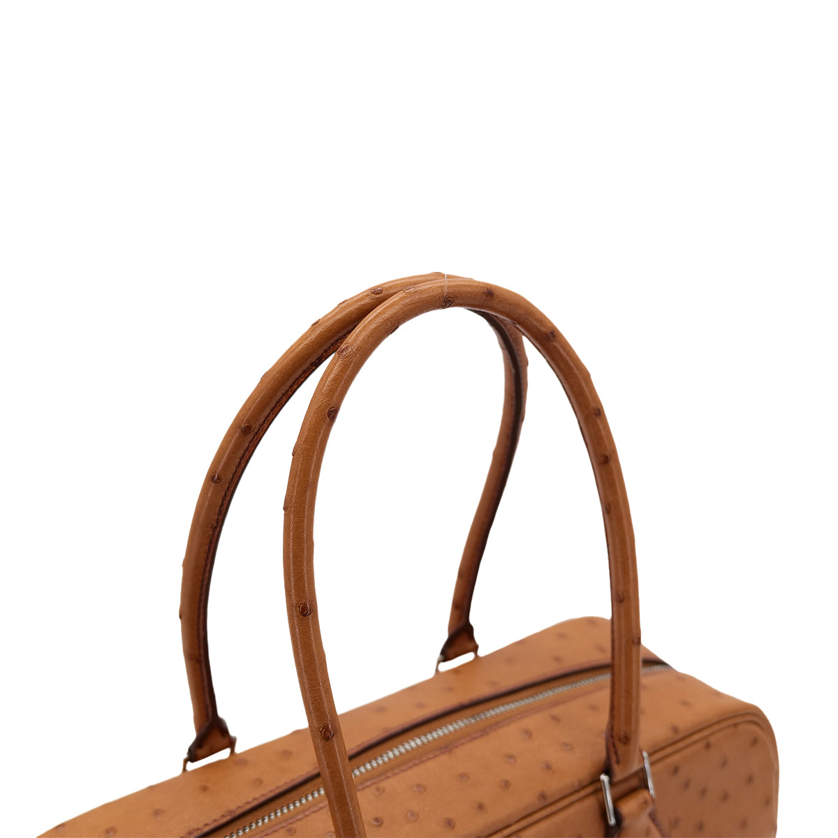 HERMES PLUME 28 CHESTNUT OSTRICH HAND BAG □L SHW 90300864