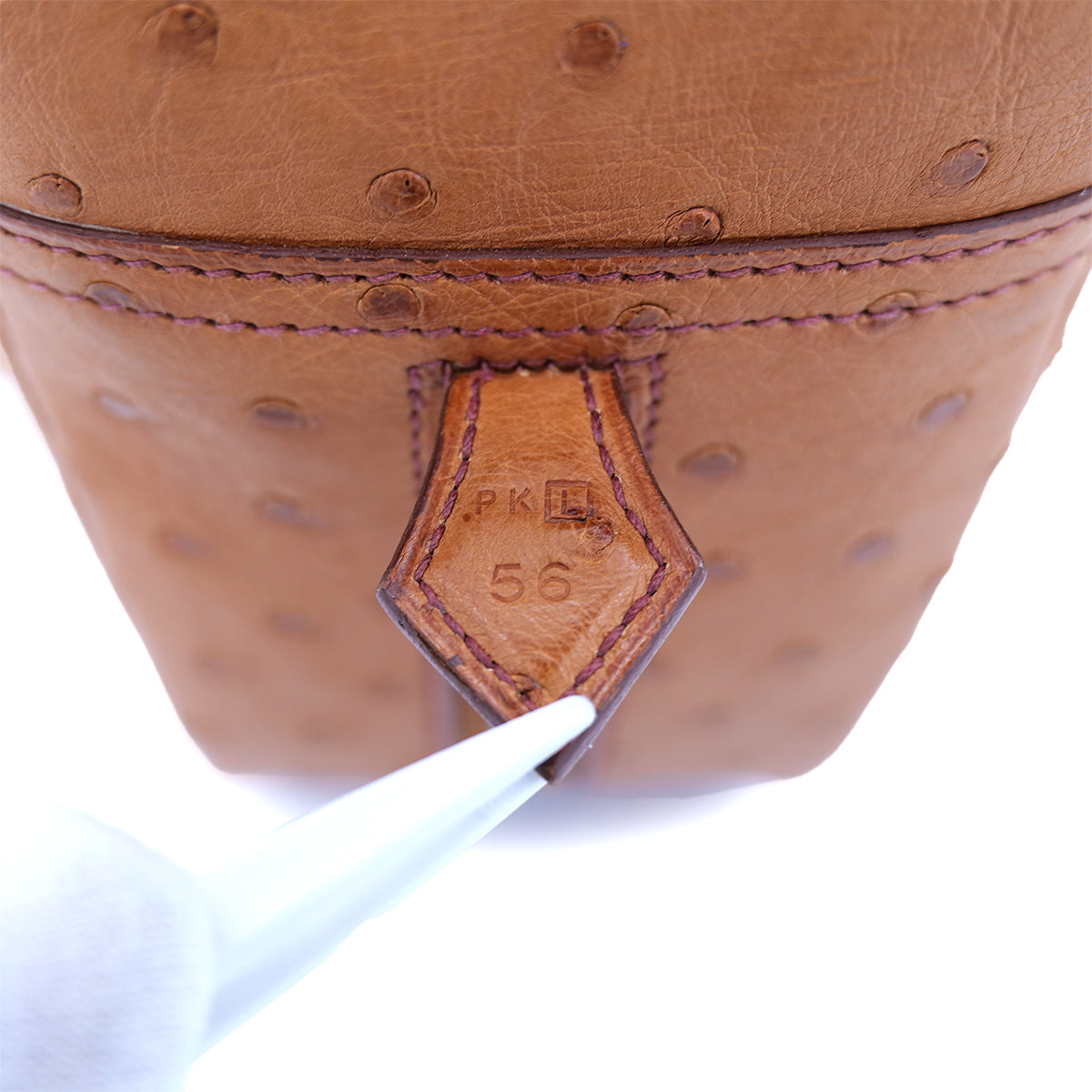 HERMES PLUME 28 CHESTNUT OSTRICH HAND BAG □L SHW 90300864