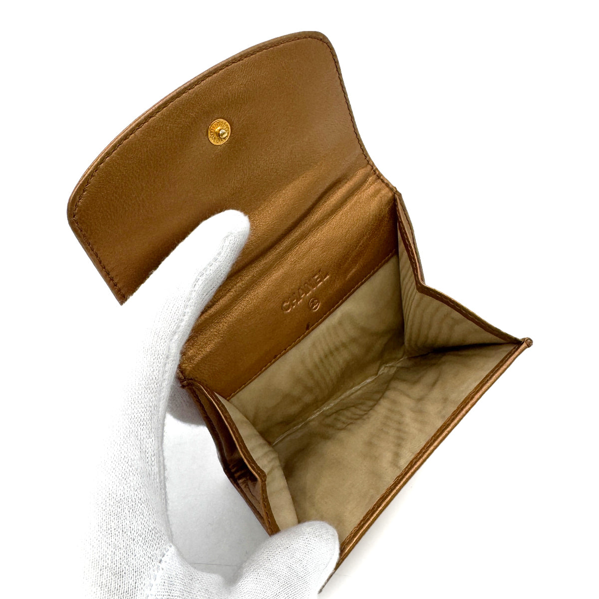 CHANEL VINTAGE COIN PURSE BRONZE LAMB SKIN 90300865