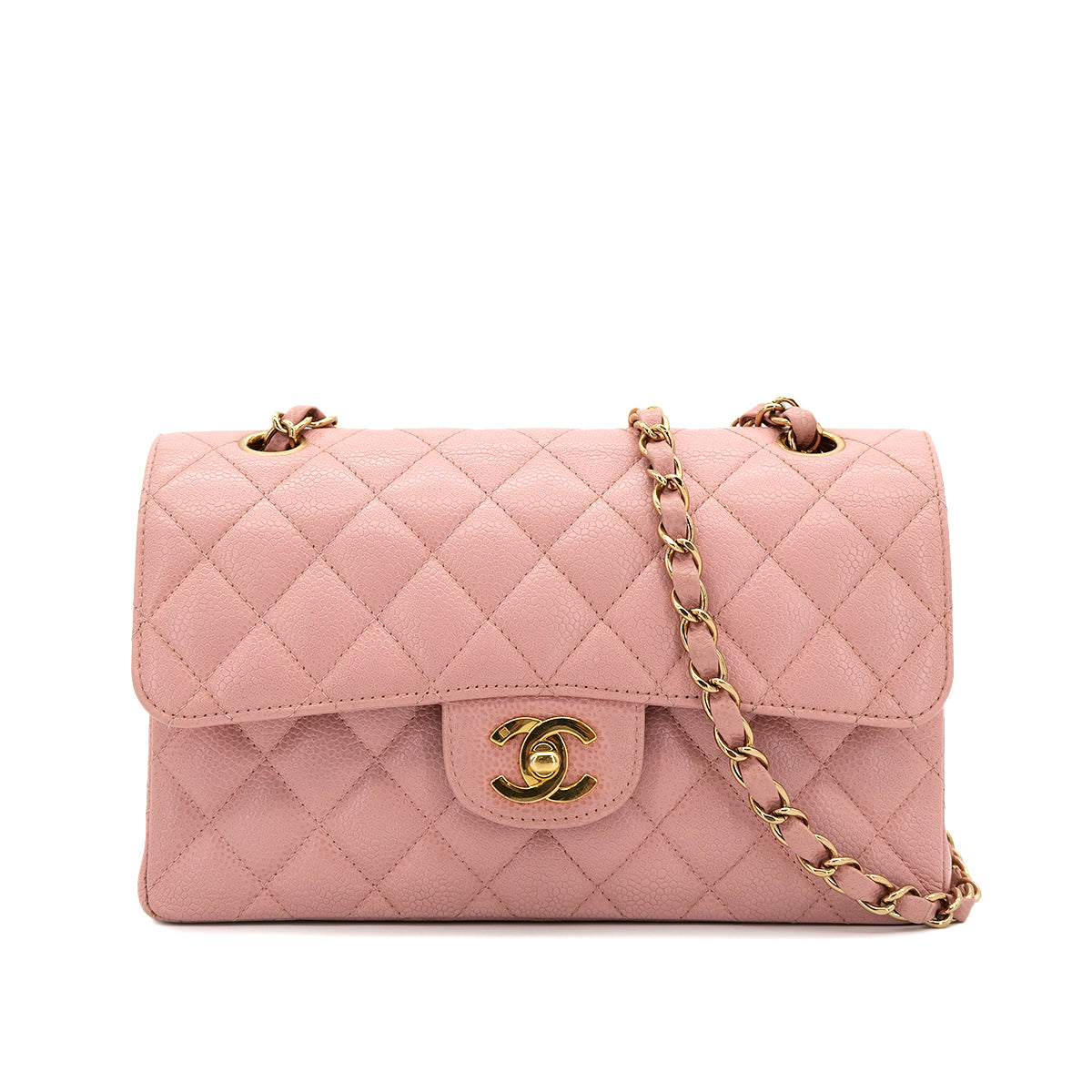 CHANEL VINTAGE CLASSIC FLAP SMALL CHAIN SHOULDER BAG PINK CAVIAR SKIN 90301012