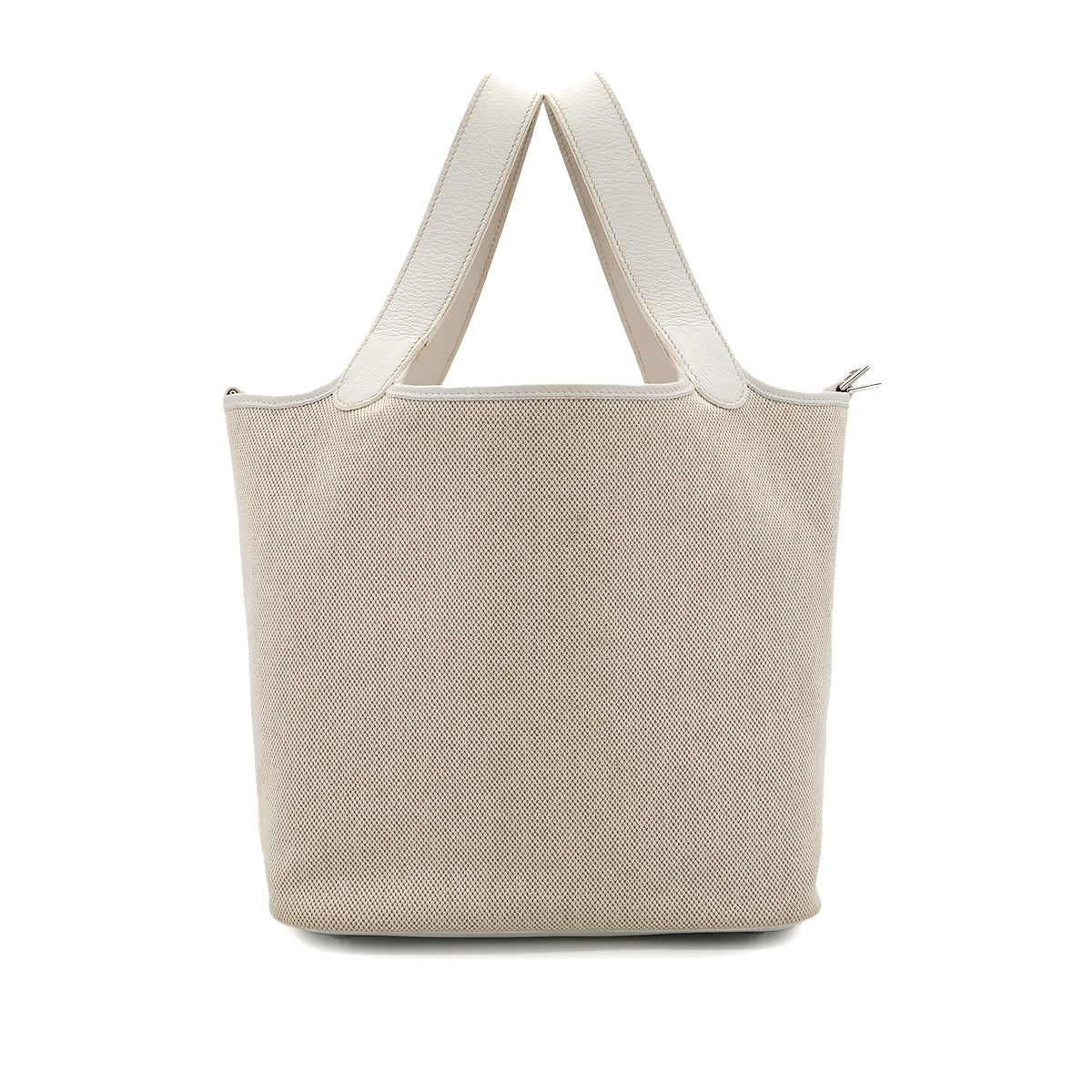 HERMES PICOTIN MM WHITE NATUREL TOILE H EVERCOLOR  HAND BAG □K SHW 90301017