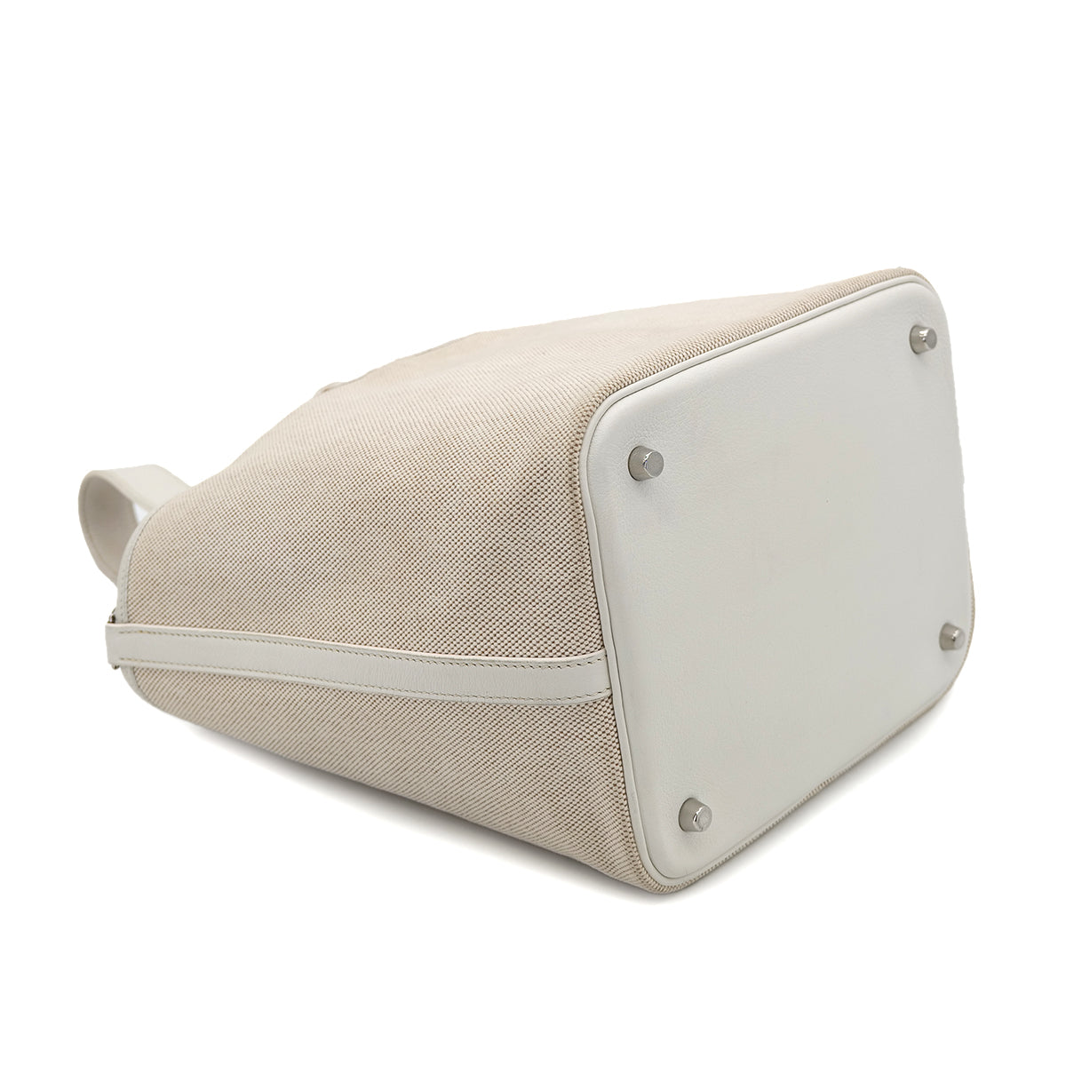 HERMES PICOTIN MM WHITE NATUREL TOILE H EVERCOLOR  HAND BAG □K SHW 90301017