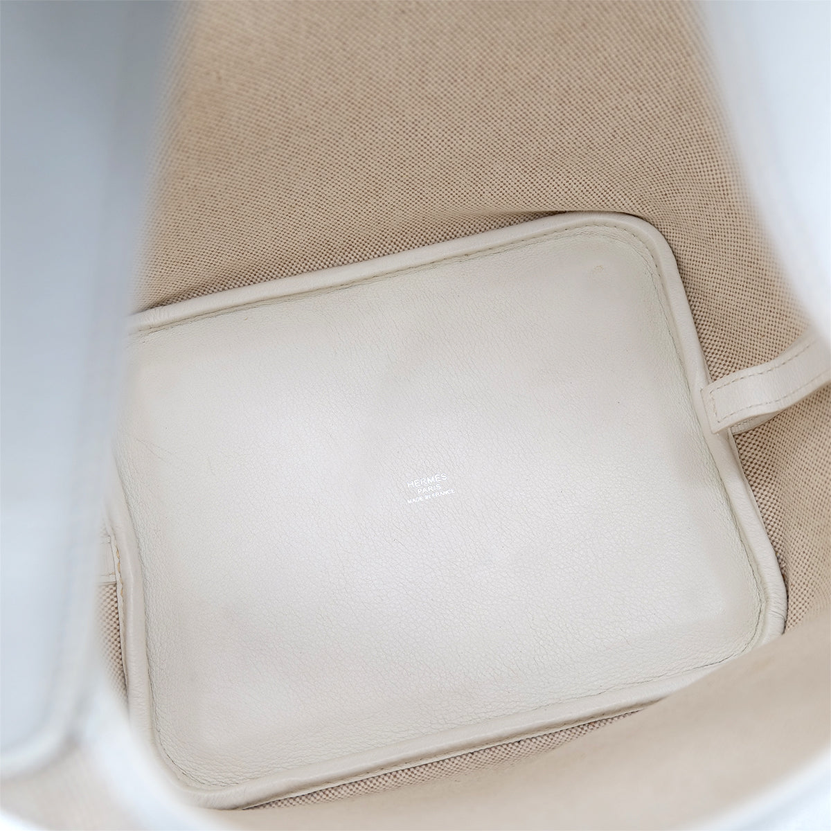 HERMES PICOTIN MM WHITE NATUREL TOILE H EVERCOLOR  HAND BAG □K SHW 90301017