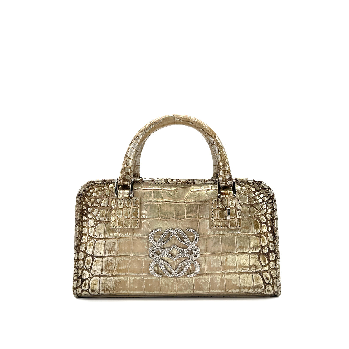 LOEWE AMAZONA MINI HAND BAG GOLD CROCODILE 90301031