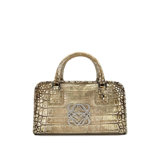 LOEWE AMAZONA MINI HAND BAG GOLD CROCODILE 90301031
