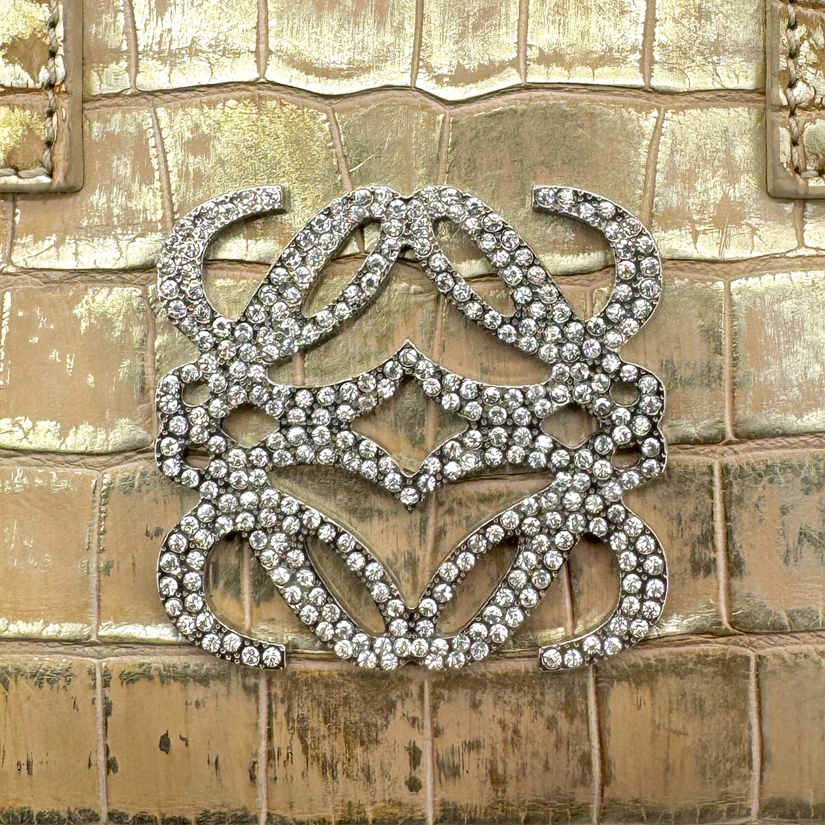 LOEWE AMAZONA MINI HAND BAG GOLD CROCODILE 90301031