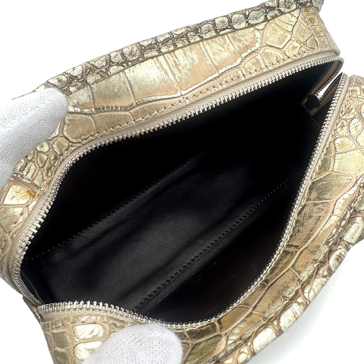 LOEWE AMAZONA MINI HAND BAG GOLD CROCODILE 90301031