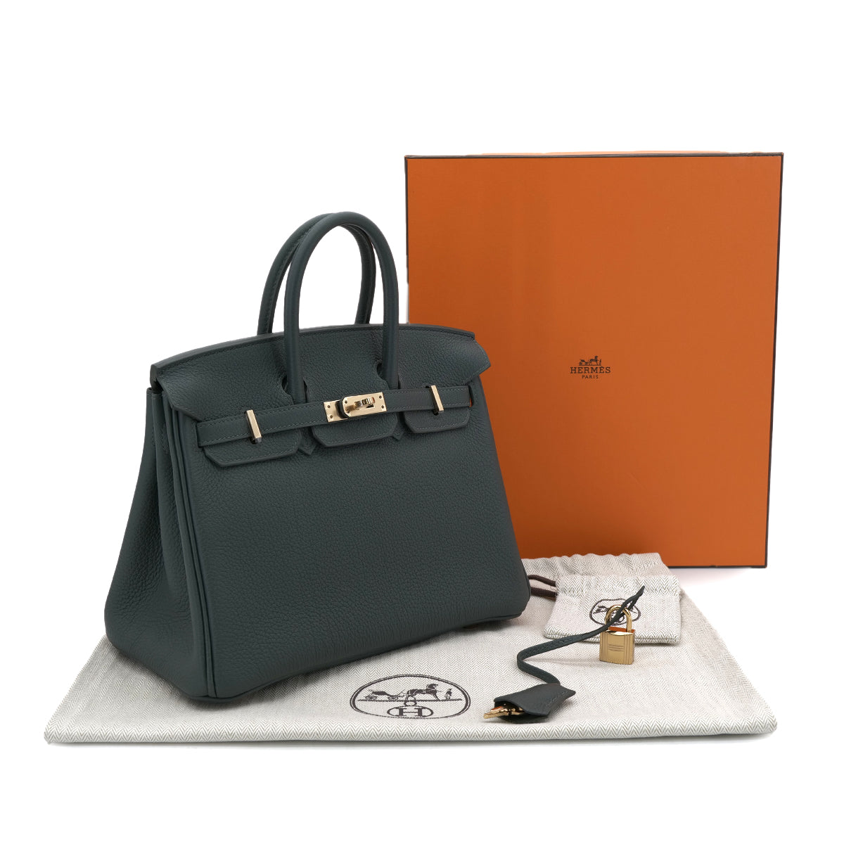 HERMES BIRKIN 25 VERT MANGROVE TOGO HAND BAG K GHW 90301083
