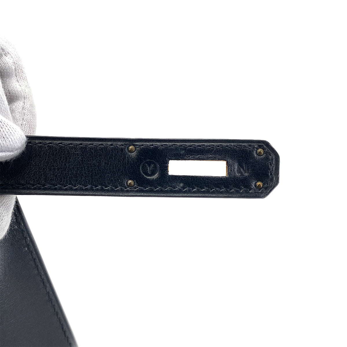 HERMES KELLY 28 SELLIER BLACK BOXCALF HAND SHOULDER BAG 〇Y GHW 90301093