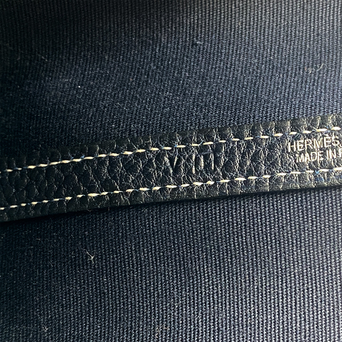 HERMES GARDEN PARTY TTPM BLUE MARINE TOILE OFFICIER NEGONDA HAND BAG □I 90301094