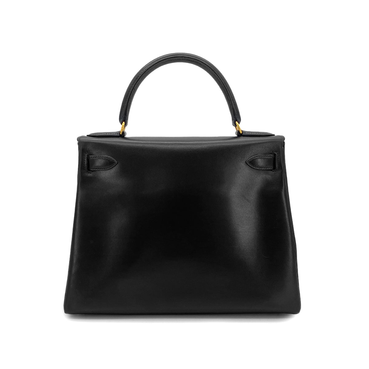 HERMES KELLY 28 RETOURNE BLACK BOX CALF HAND BAG 〇W GHW 90301095