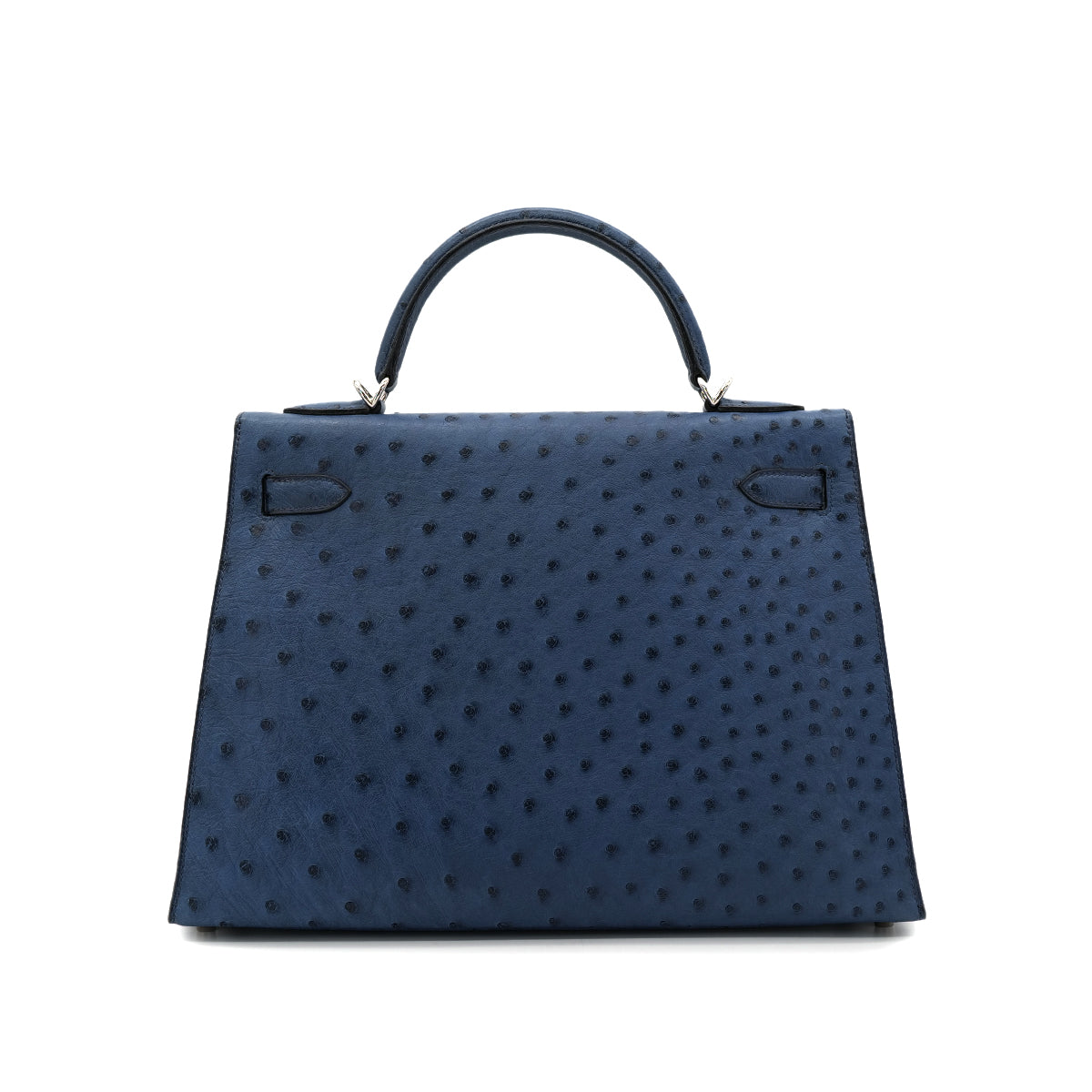HERMES KELLY 32 SELLIER BLUE ROY OSTRICH HAND SHOULDER BAG □E SHW 90301096