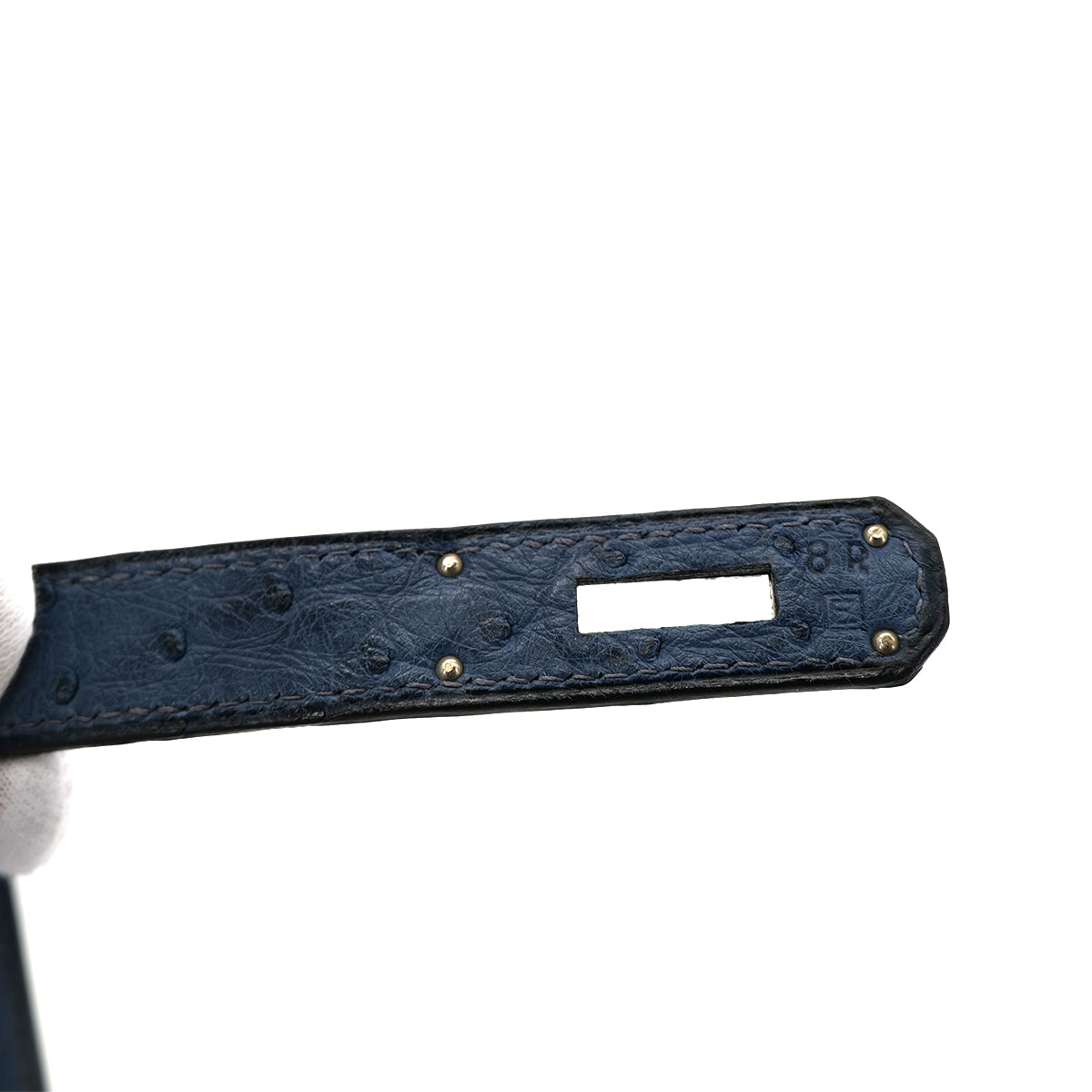 HERMES KELLY 32 SELLIER BLUE ROY OSTRICH HAND SHOULDER BAG □E SHW 90301096