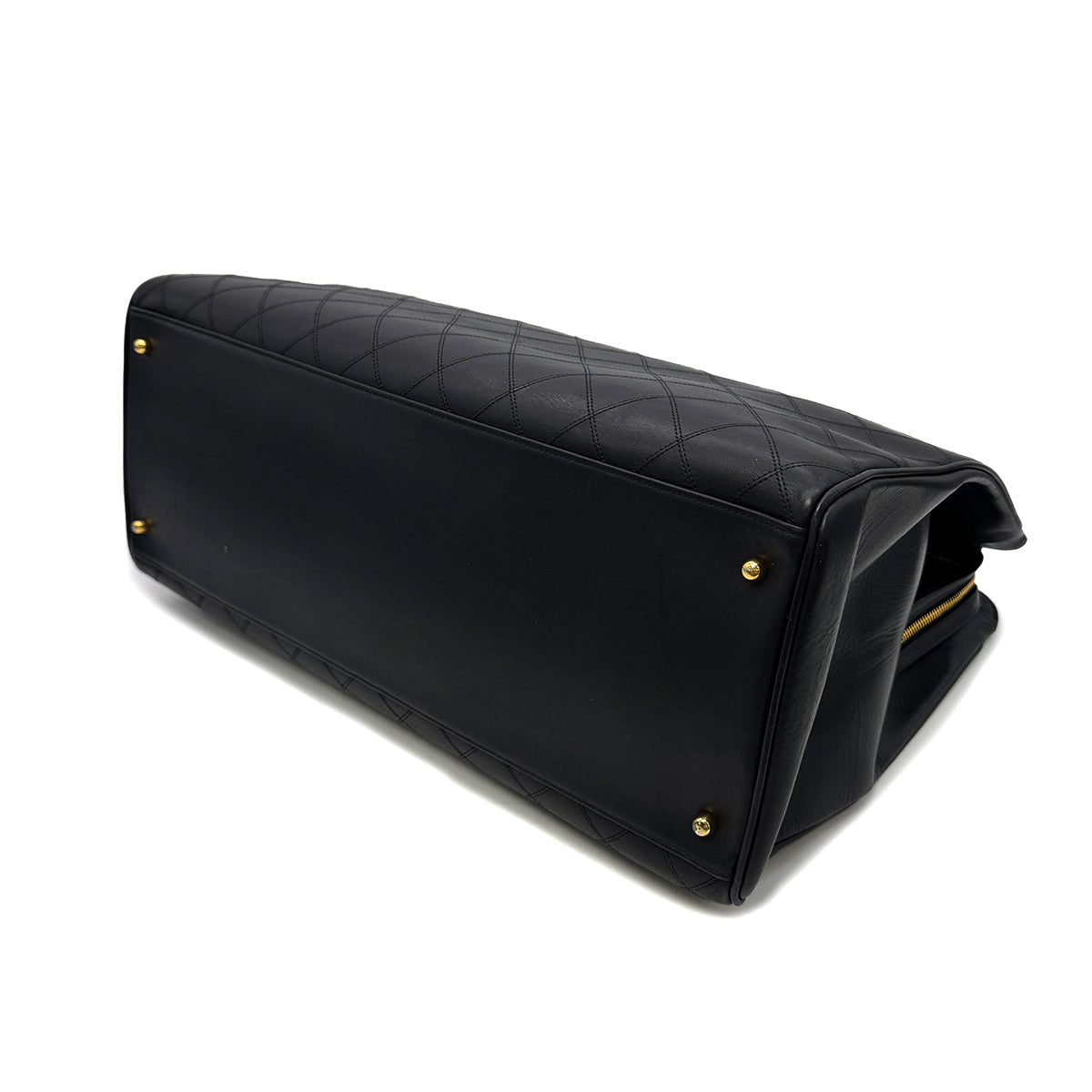 CHANEL VINTAGE SUPER MODEL BICOLORE CHAIN TOTE BAG BLACK LEATHER 90301100