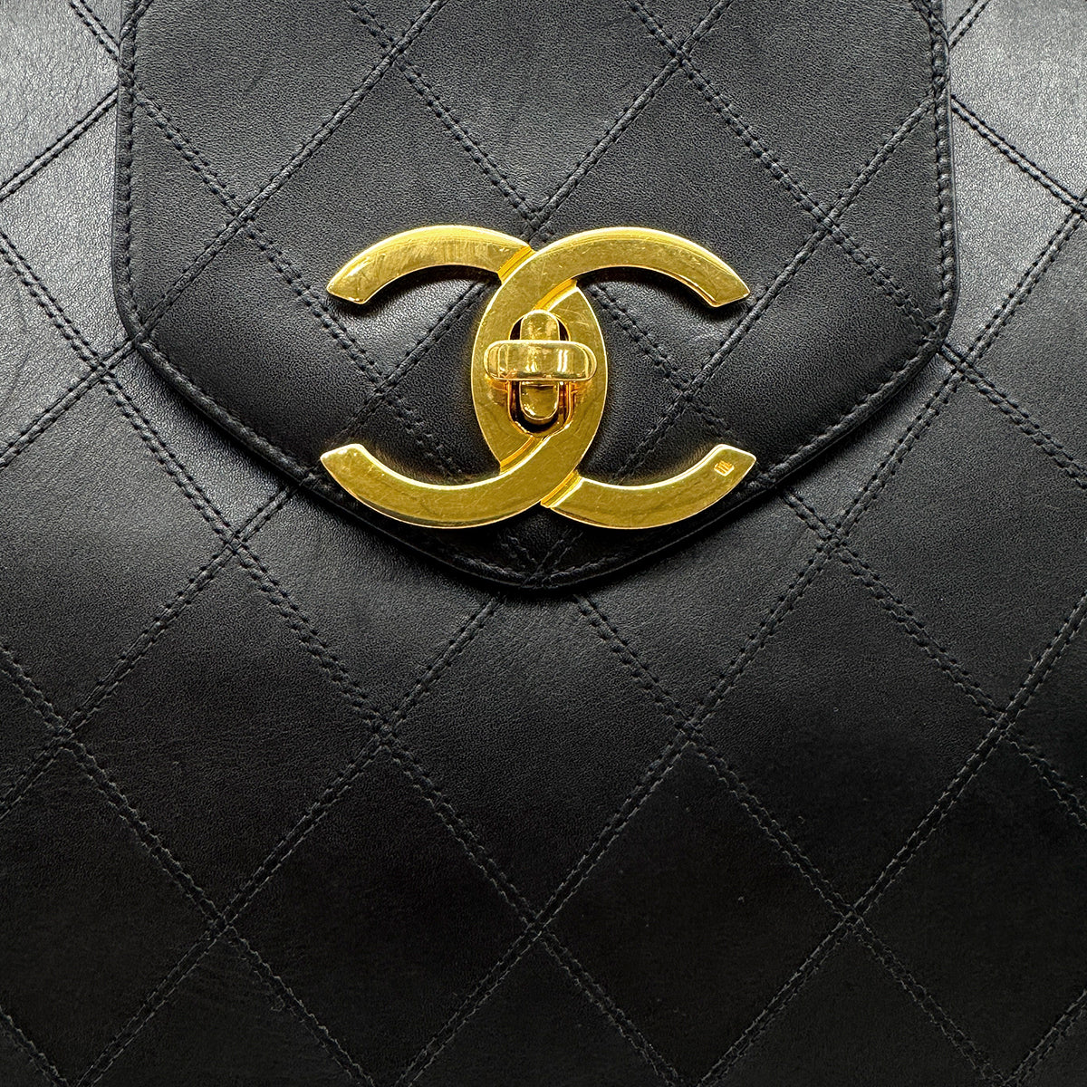 CHANEL VINTAGE SUPER MODEL BICOLORE CHAIN TOTE BAG BLACK LEATHER 90301100