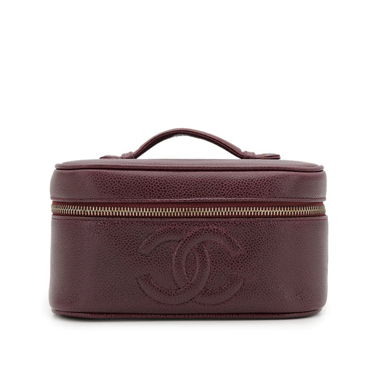 CHANEL VINTAGE VANITY HAND BAG BORDEAUX CAVIAR SKIN 90301105