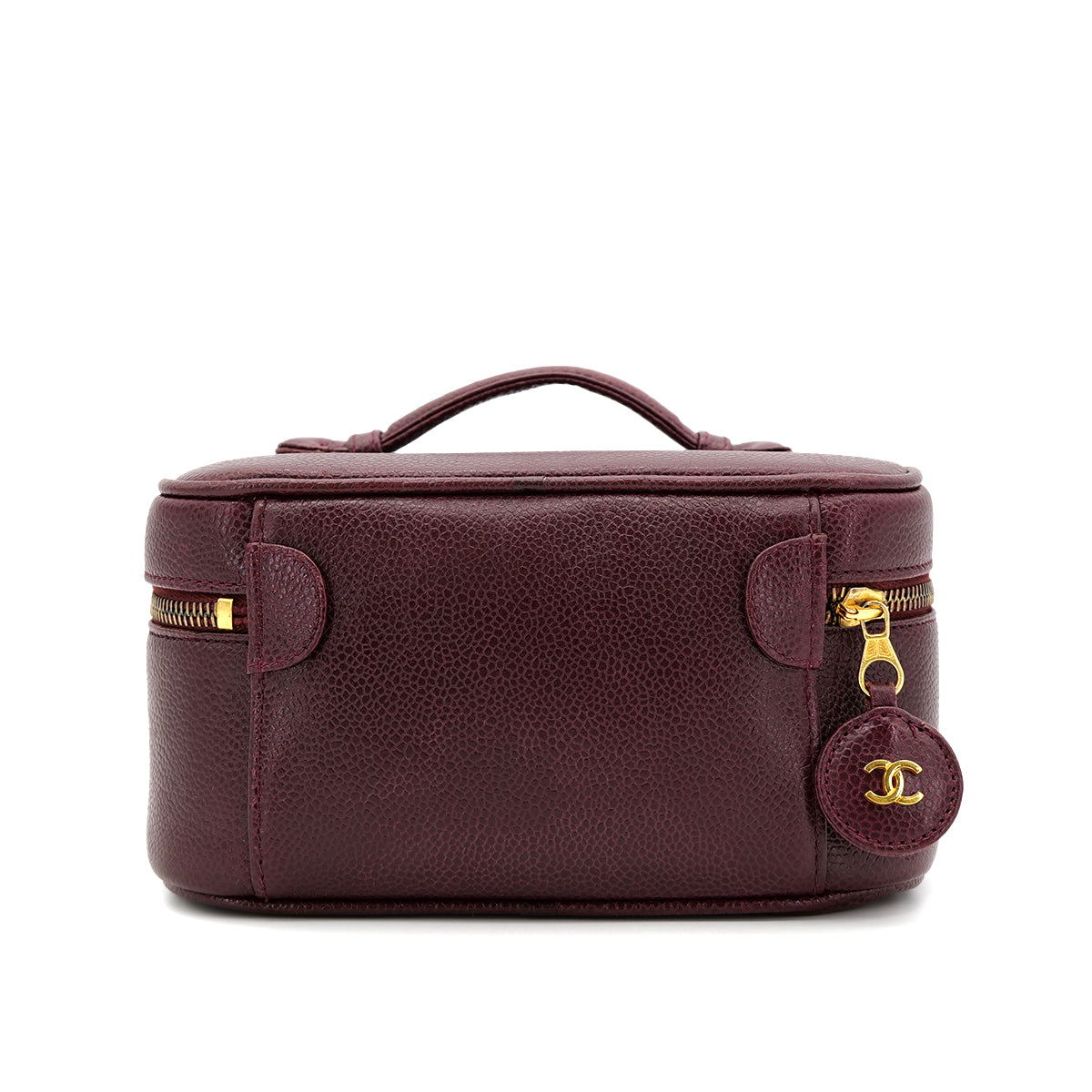 CHANEL VINTAGE VANITY HAND BAG BORDEAUX CAVIAR SKIN 90301105