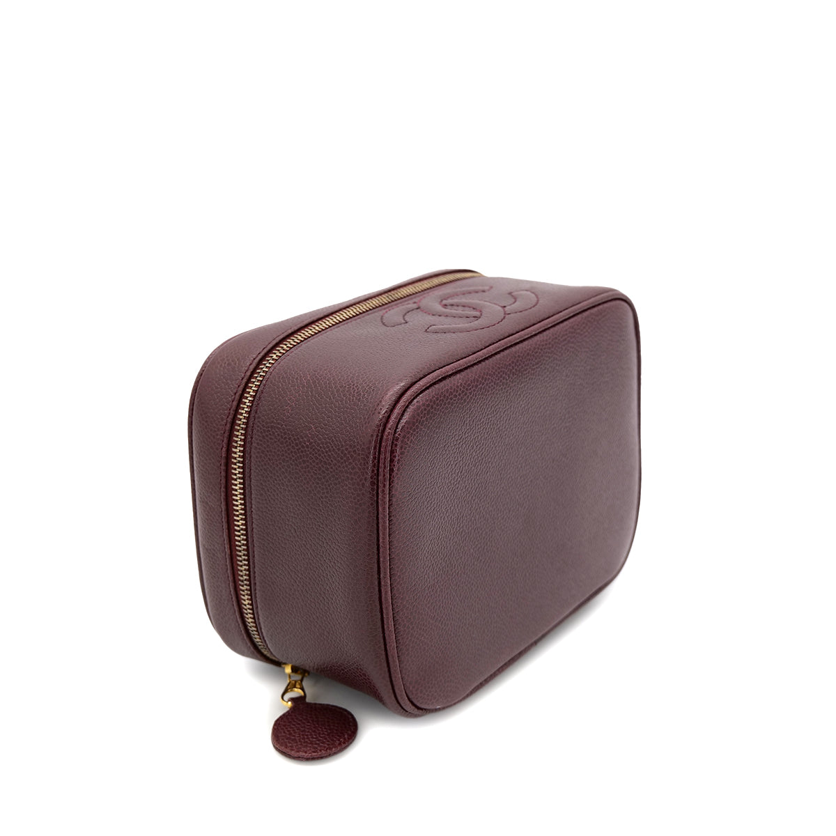 CHANEL VINTAGE VANITY HAND BAG BORDEAUX CAVIAR SKIN 90301105