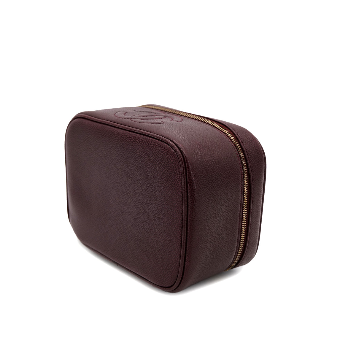 CHANEL VINTAGE VANITY HAND BAG BORDEAUX CAVIAR SKIN 90301105