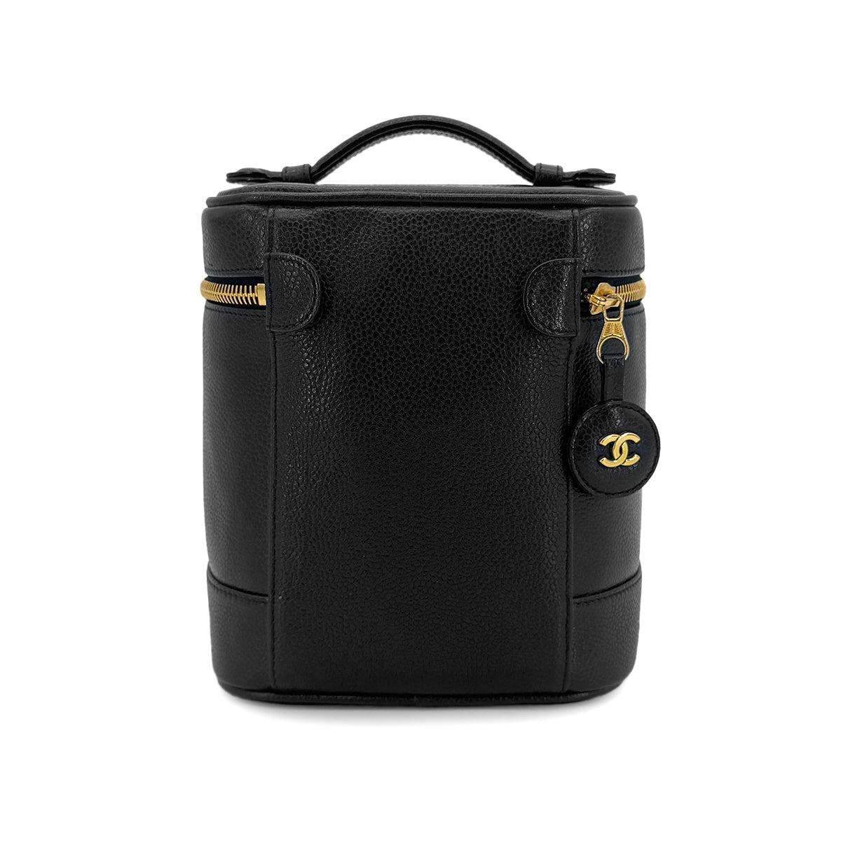 CHANEL VINTAGE VANITY HAND BAG BLACK CAVIAR SKIN 90301106