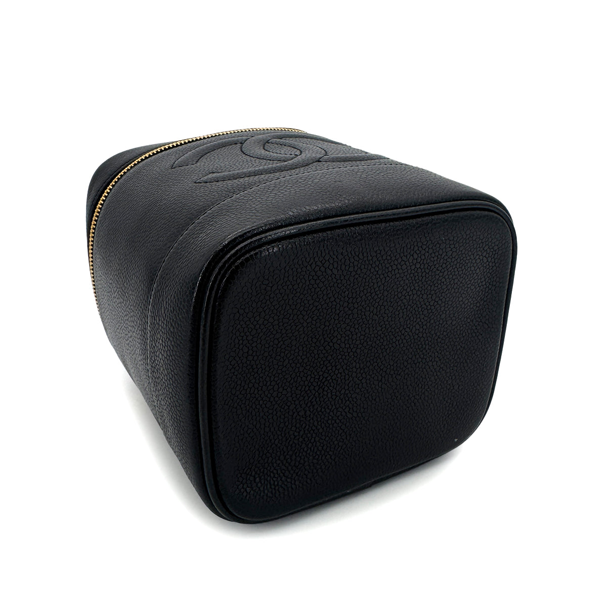 CHANEL VINTAGE VANITY HAND BAG BLACK CAVIAR SKIN 90301106