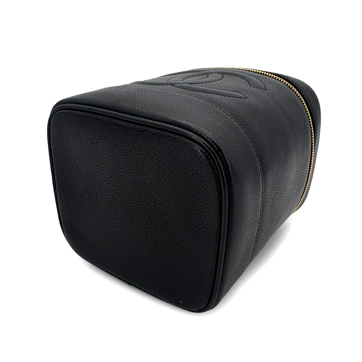 CHANEL VINTAGE VANITY HAND BAG BLACK CAVIAR SKIN 90301106