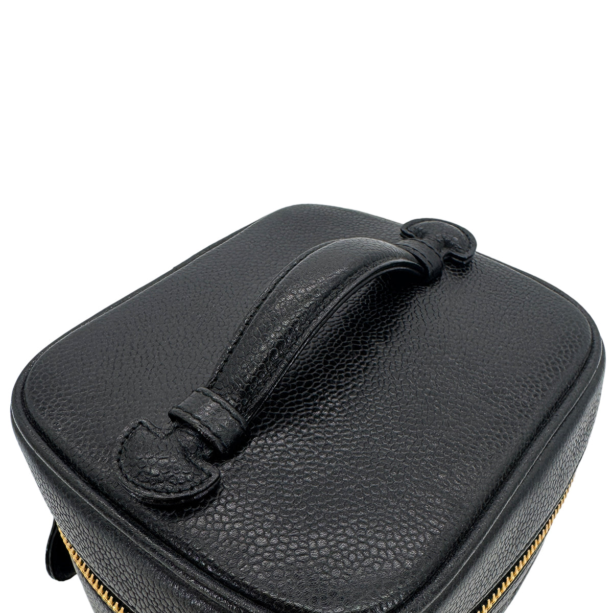 CHANEL VINTAGE VANITY HAND BAG BLACK CAVIAR SKIN 90301106