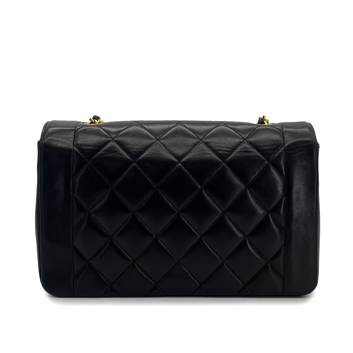 CHANEL VINTAGE DIANA MIDIUM CHAIN SHOULDER BAG BLACK LAMB SKIN 90301109