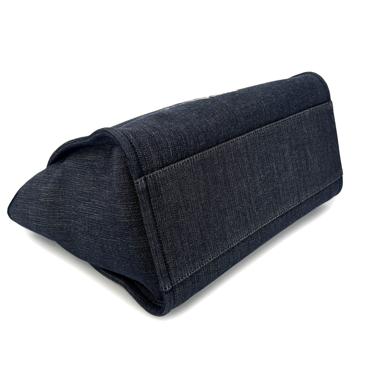 CHANEL DEAUVILLE GM CHAIN TOTE BAG NAVY CANVAS LEATHER 90301111