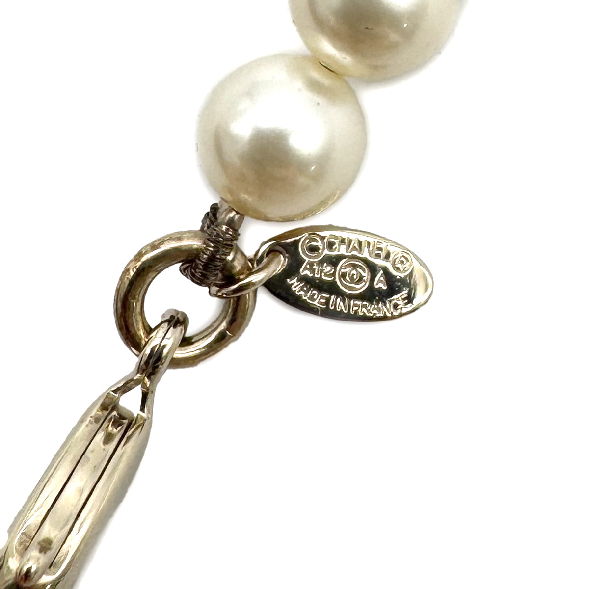 CHANEL NECKLACE COCOMARK FAUX PEARL RHINESTONE ACCESSORY A12A 90301114