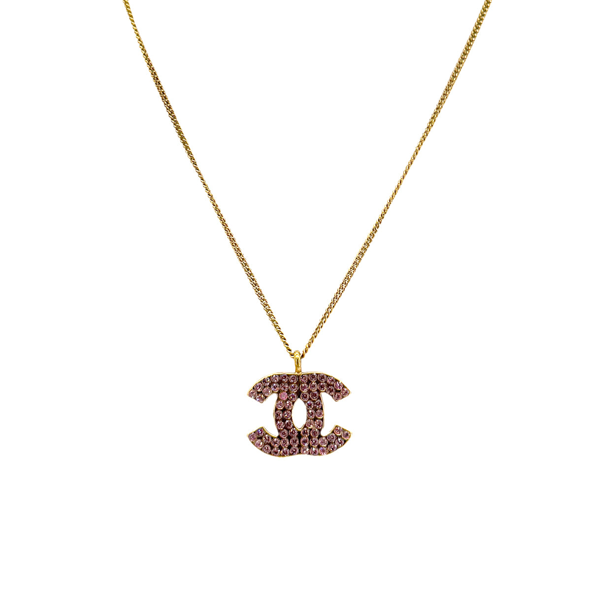 CHANEL NECKLACE COCOMARK RHINESTONE PINK ACCESSORY 02P 90301116