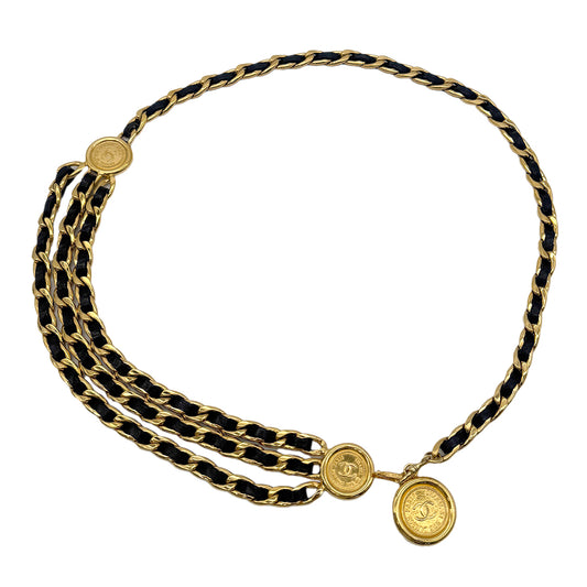 CHANEL VINTAGE CHAIN BELT LEATHER COCOMARK ACCESSORY 90301117