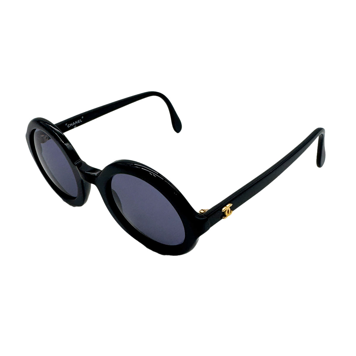 CHANEL VINTAGE SUNGLASSES COCOMARK BLACK BLUE EYEWEAR 90301125