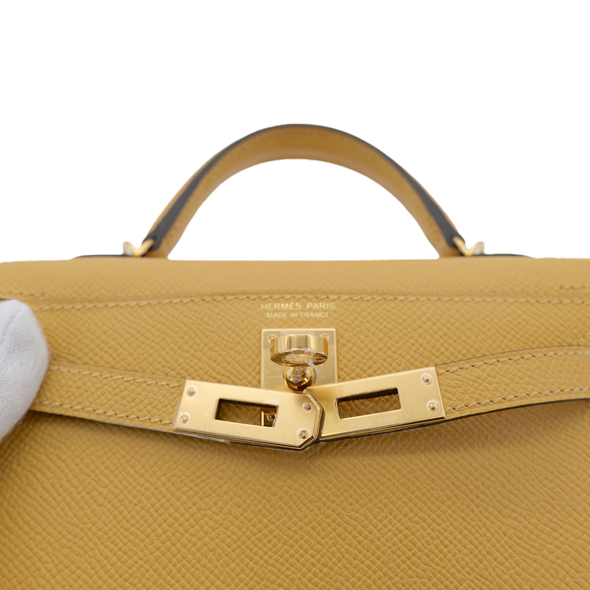 HERMES KELLY MINI 2 PAILLE VEAU EPSOM HAND SHOULDER BAG K GHW 90301625