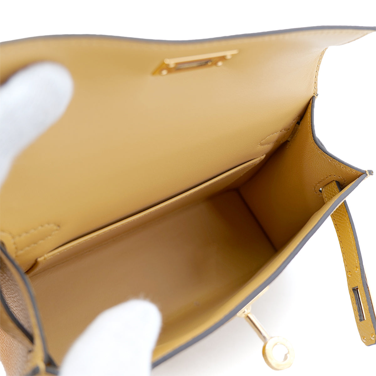 HERMES KELLY MINI 2 PAILLE VEAU EPSOM HAND SHOULDER BAG K GHW 90301625