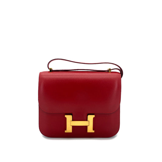 HERMES CONSTANCE 18 ROUGE VIF BOXCALF SHOULDER BAG 〇U GHW 90301626