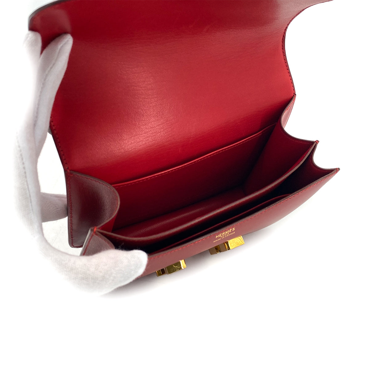 HERMES CONSTANCE 18 ROUGE VIF BOXCALF SHOULDER BAG 〇U GHW 90301626