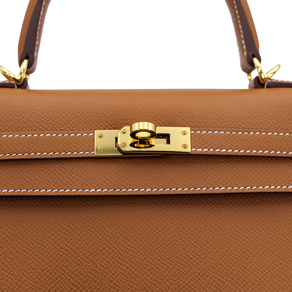 HERMES KELLY 25 SELLIER GOLD EPSOM HAND SHOULDER BAG B GHW 90301628