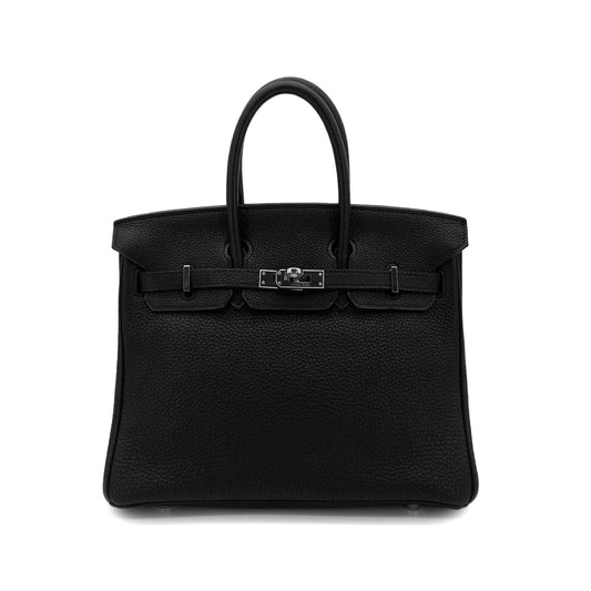 HERMES BIRKIN 25 BLACK TOGO HAND BAG □L SHW 90301630