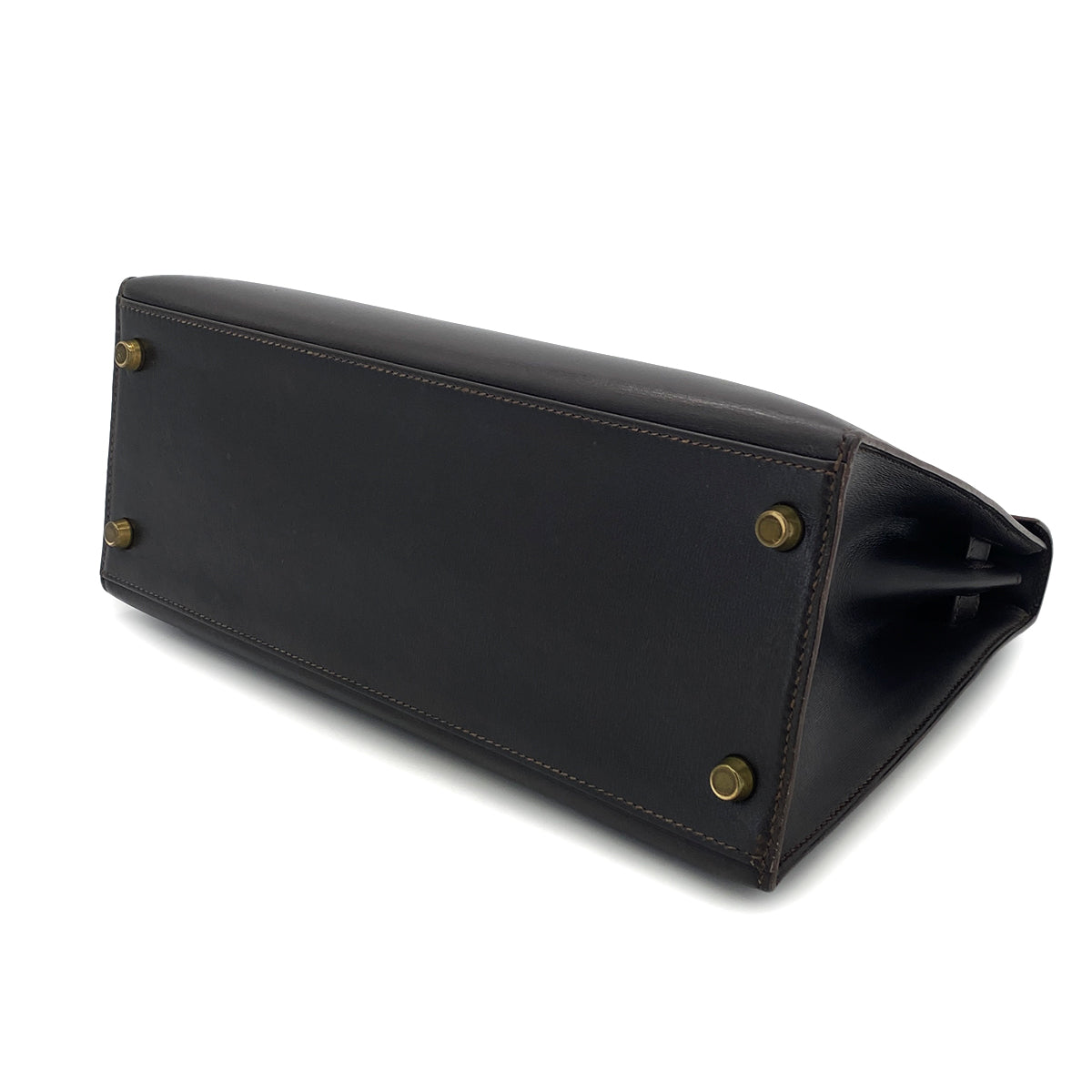 HERMES KELLY 28 SELLIER EBENE BOX CALF HAND SHOULDER BAG 〇U GHW 90301631