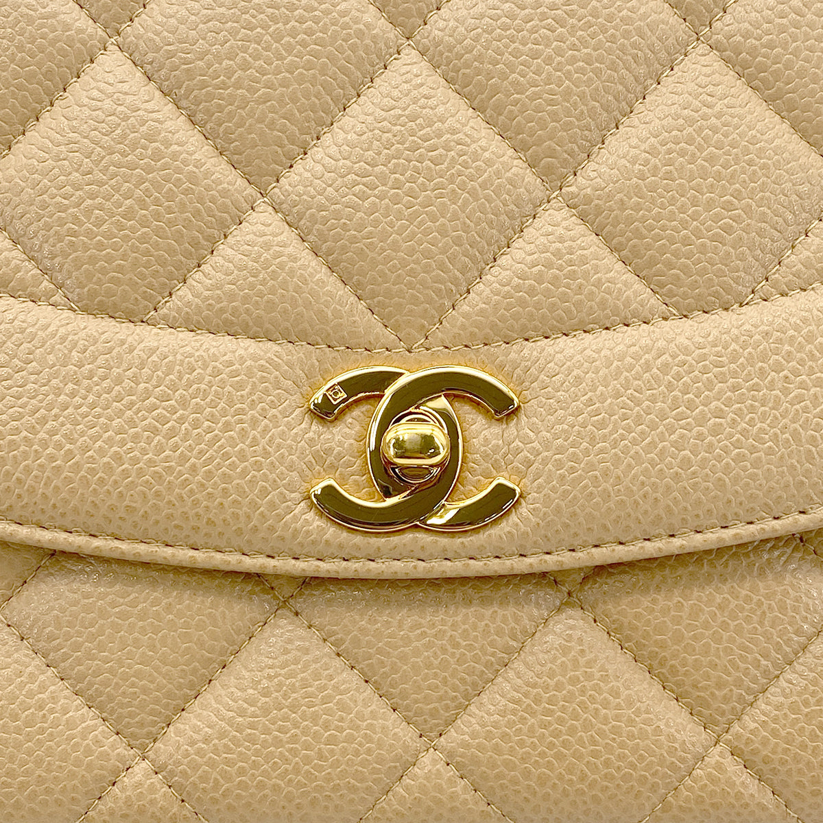 CHANEL VINTAGE DIANA MEDIUM CHAIN SHOULDER BAG BEIGE CAVIAR SKIN 90301634