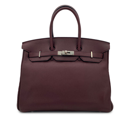 HERMES BIRKIN 35 PRUNE EVERCOLOR HAND BAG □N SHW 90301651