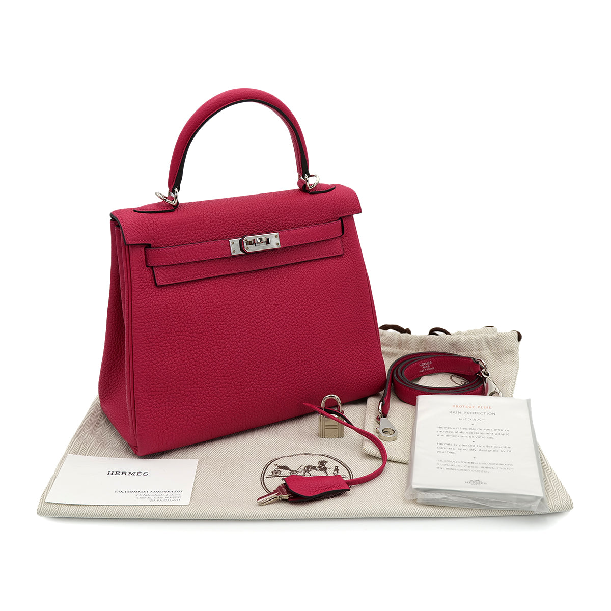 HERMES KELLY 25 RETOURNE ROSE MEXICOE TOGO HAND SHOULDER BAG U SHW 90301653