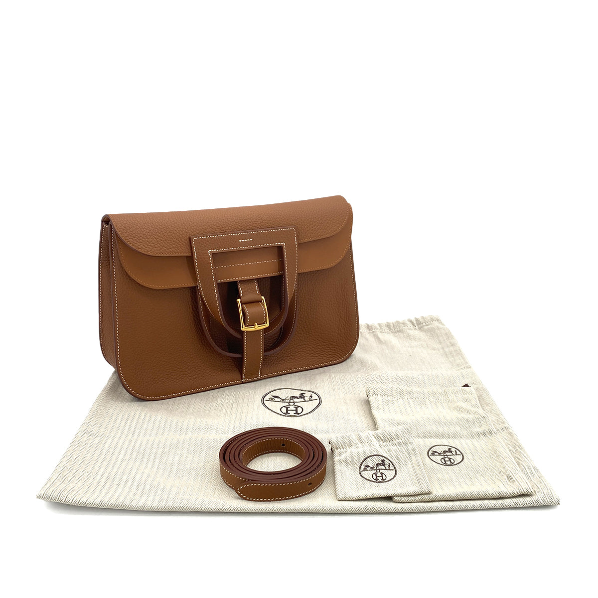 HERMES HALZAN 31 GOLD TAURILLON CLEMENCE 5WAY HAND SHOULDER BAG B GHW 90301654