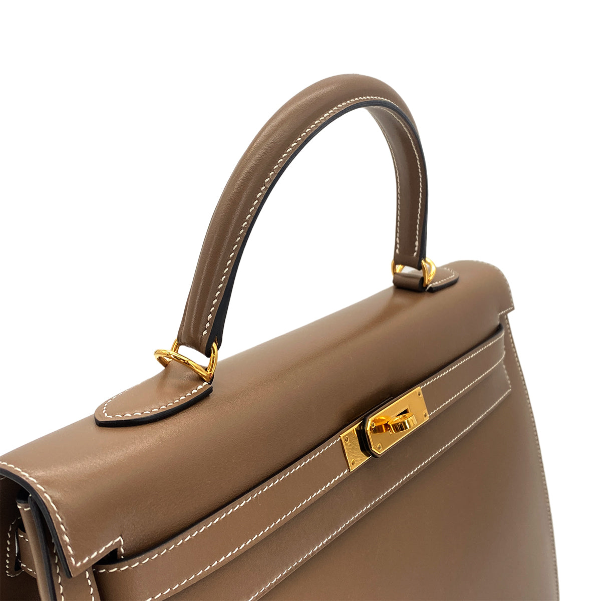 HERMES KELLY 35 SELLIER ETOUPE VEAU TADELAKT HAND SHOULDER BAG A GHW 90301655