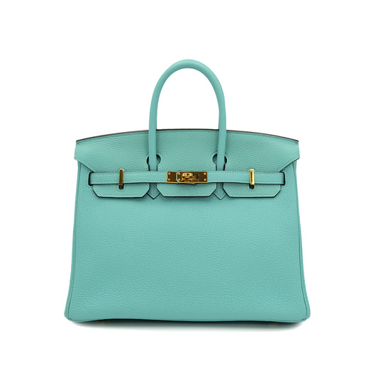 HERMES BIRKIN 25 BLUE SAINT CYR TOGO HAND BAG T GHW 90301656
