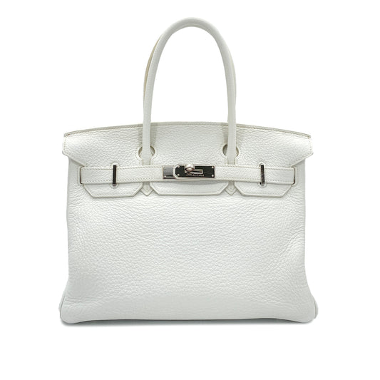 HERMES BIRKIN 30 WHITE TAURILLON CLEMENCE HAND BAG □N SHW 90301658