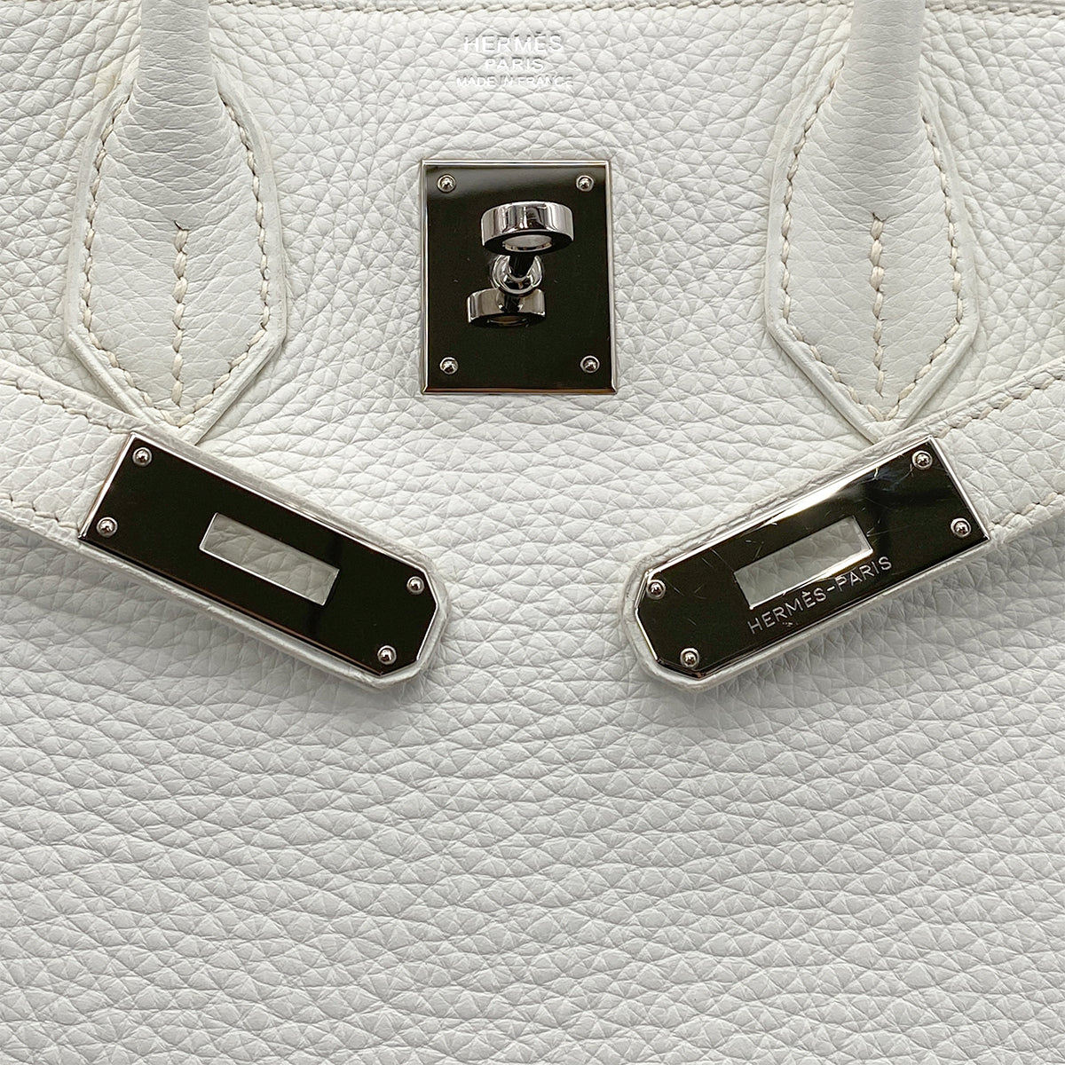 HERMES BIRKIN 30 WHITE TAURILLON CLEMENCE HAND BAG □N SHW 90301658