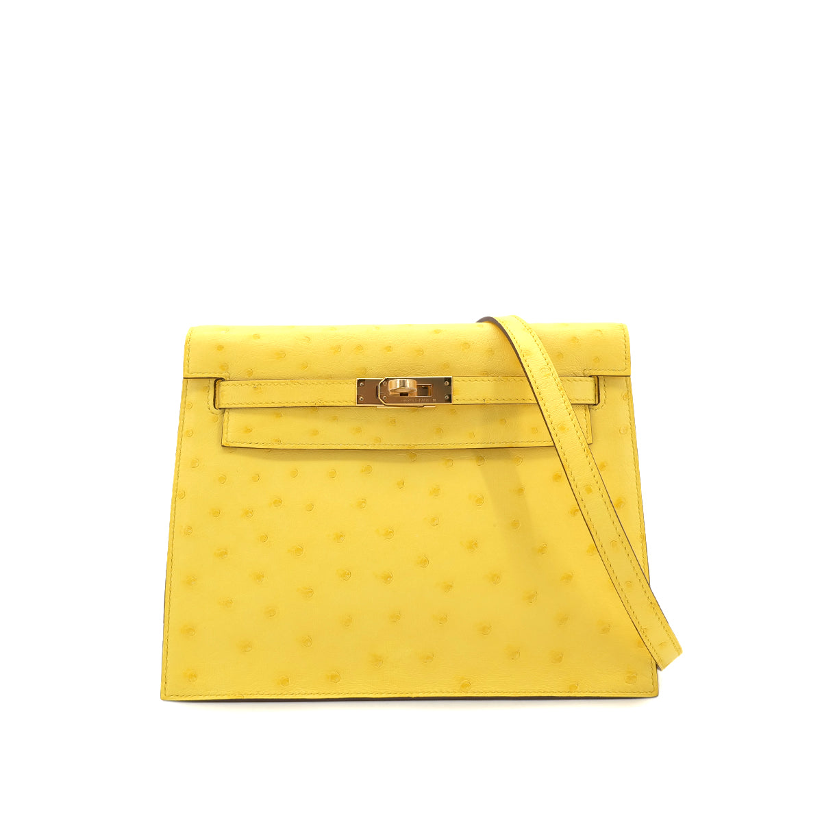 HERMES KELLY DANCE2 JAUNE CITRON OSTRICH 4WAY BAG Y RGHW 90301659